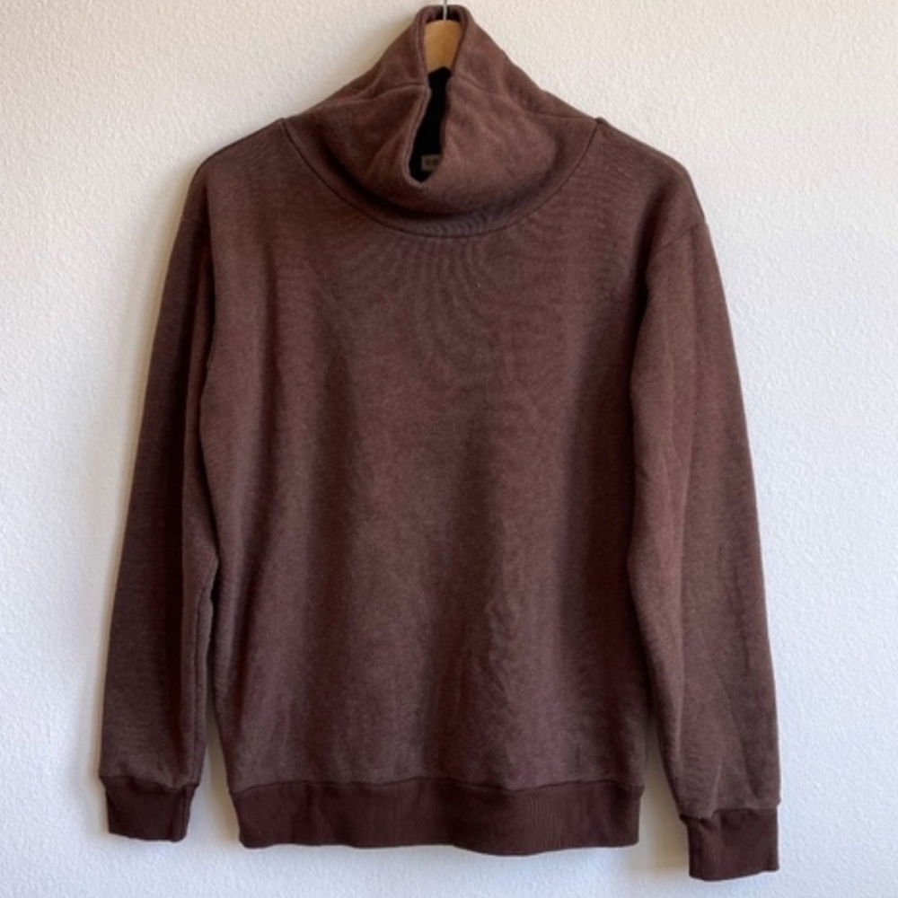 DONNI. Chocolate Brown Funnel Neck Pullover Sweatshirt Women's Size Small